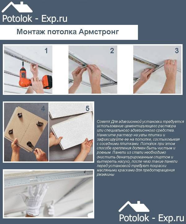 Установка подвесных потолков своими руками - технология монтажа, подробное фото и видео